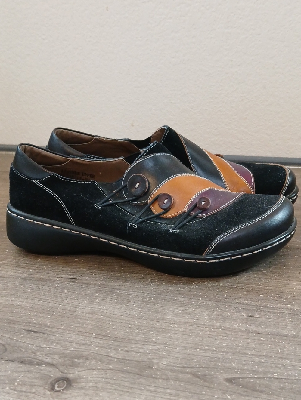 L'artiste Spring Step Grenadine Leather Black Slip On Shoes - Picture 2 of 7